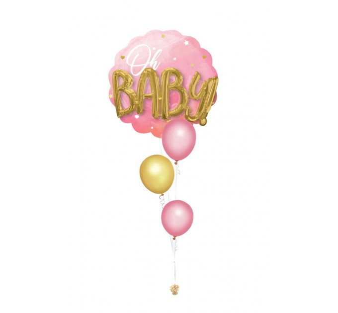 Ballonbouquet „Oh Baby“ – Rosa-Gold  mit Heliumfüllung
