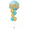 Ballonbouquet „Oh Baby“ – ca. 76 x 71 cm Folienballon mit 5 Latexballons in Blau und Gold