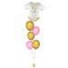 Ballon zur Geburt „Hello Baby“ – Body-Folienballon (ca. 51x45 cm) mit 5 Latexballons in Rosa & Gold