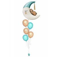 Ballonbouquet „Bär auf dem Mond“ (ca. 80 x 98 cm)