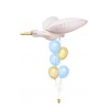 Ballon zur Geburt – Storch mit Baby (ca. 103x60 cm) + Latexballons in Blau & Gold