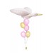 Ballon zur Geburt – Storch mit Baby (ca. 103x60 cm) + Latexballons in Rosa & Gold