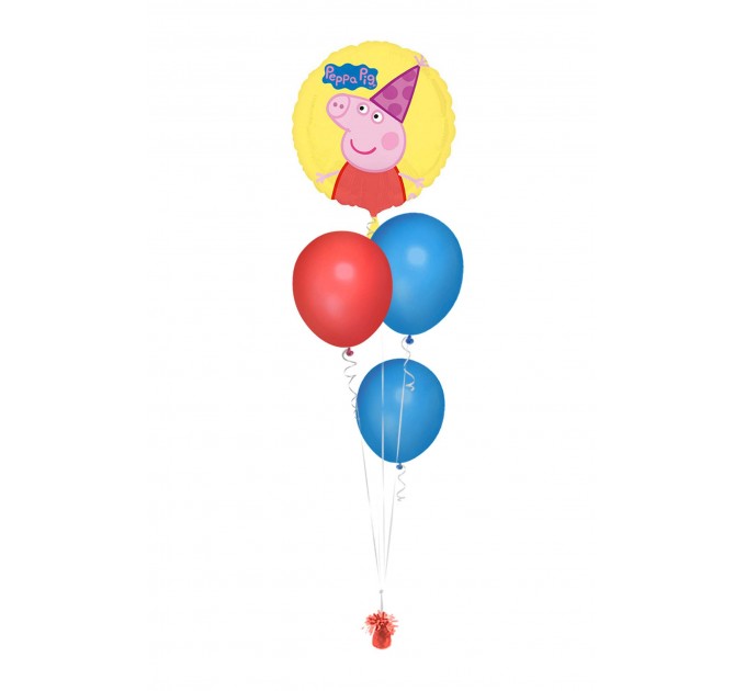 Peppa Wutz Ballonbouquet – ca. 43 cm Folienballon + 3 Latexballons