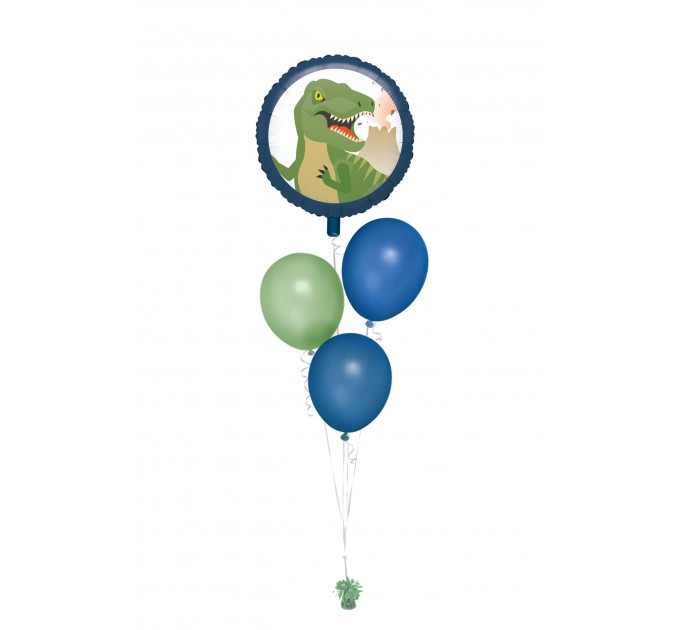 Dino Ballon (ca. 43 cm) + 3 Latexballons – Heliumgefüllt mit Gewicht