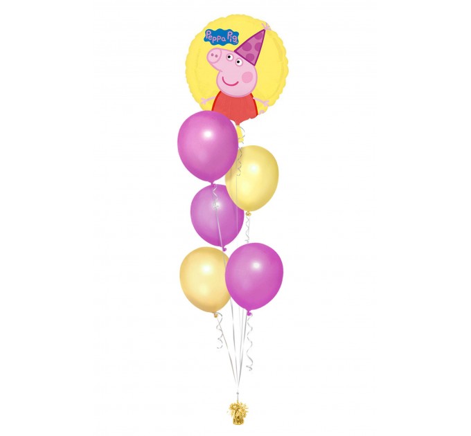 Peppa Wutz Ballonbouquet mit Folienballon & 5 Latexballons