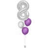 Zahlenballon-Bouquet in Silber & Lila – Wunschzahl (ca. 86 cm)