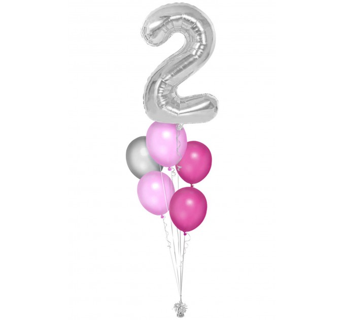 Zahlenballon-Bouquet mit 5 Ballons – Wunschzahl (ca. 86 cm)