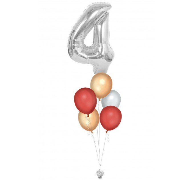 Zahlenballon-Bouquet mit 5 Ballons – Wunschzahl (ca. 86 cm)