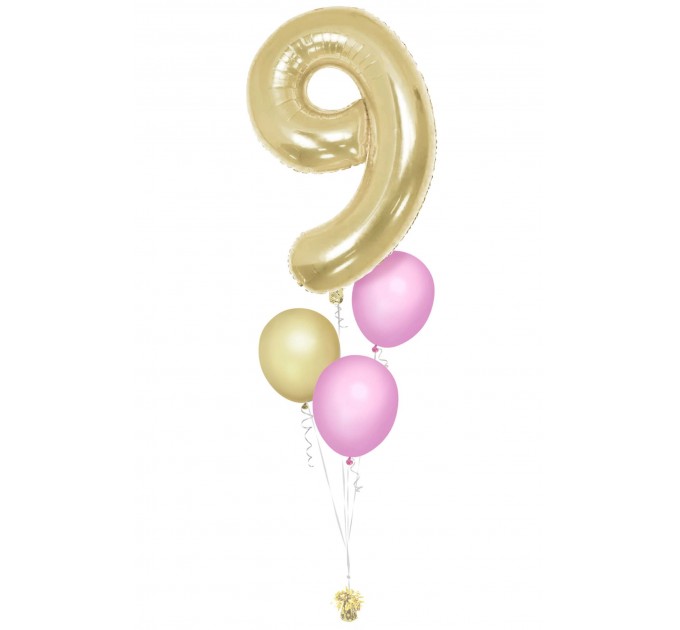 Zahlenballon-Bouquet mit 3 Heliumballons – Wunschzahl (ca. 86 cm)