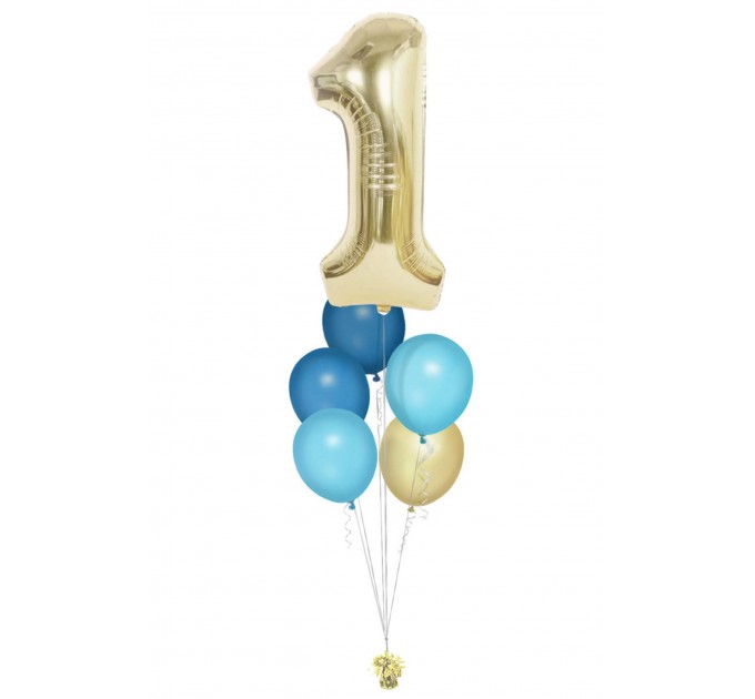 Zahlenballon-Bouquet mit 5 Heliumballons – Wunschzahl (ca. 86 cm)