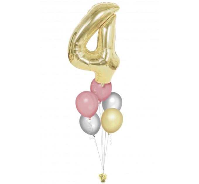 Zahlenballon-Bouquet mit 5 Heliumballons – Wunschzahl (ca. 86 cm)