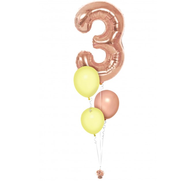 Zahlenballon-Bouquet mit 3 Heliumballons – Wunschzahl (ca. 86 cm)