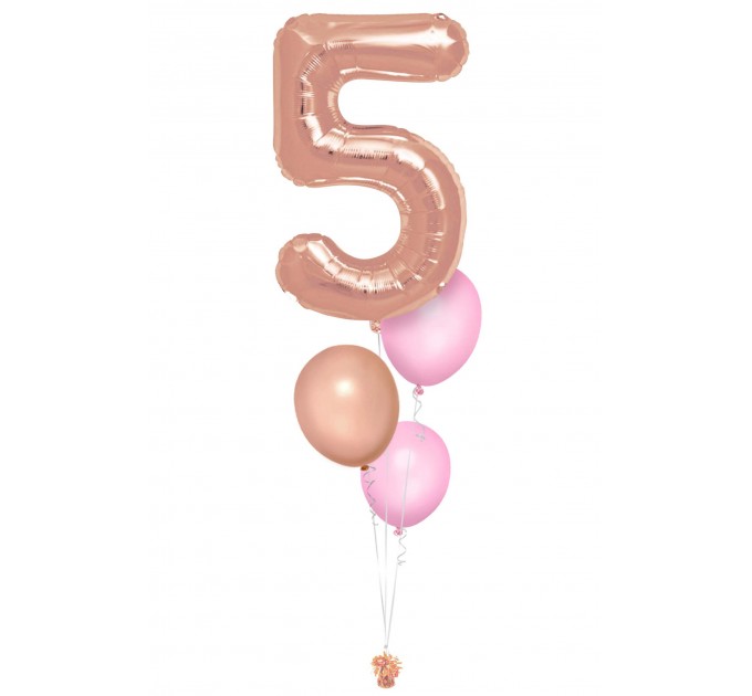 Zahlenballon-Bouquet mit 3 Heliumballons – Wunschzahl (ca. 86 cm)