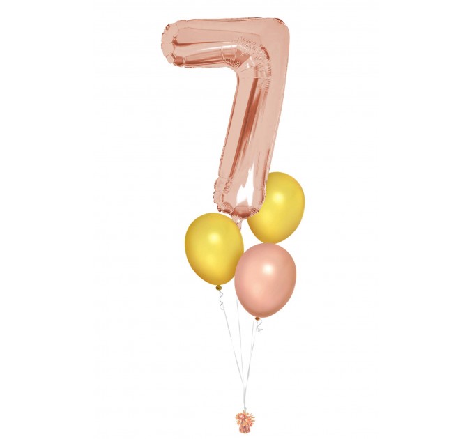 Zahlenballon-Bouquet mit 3 Heliumballons – Wunschzahl (ca. 86 cm)