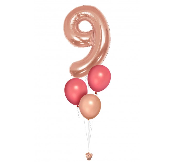 Zahlenballon-Bouquet mit 3 Heliumballons – Wunschzahl (ca. 86 cm)