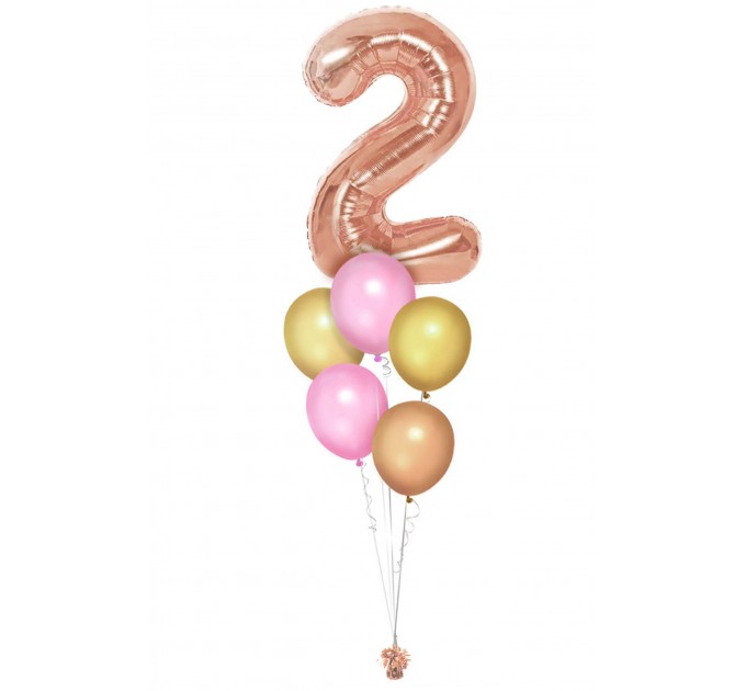 Zahlenballon-Bouquet mit 5 Heliumballons – Wunschzahl (ca. 86 cm)
