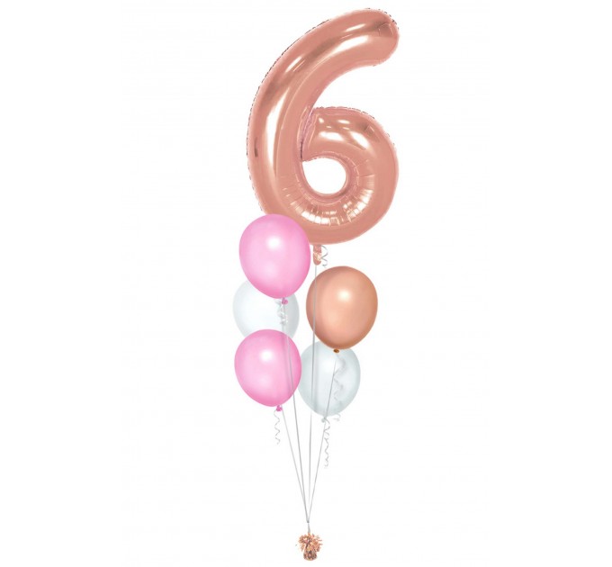 Zahlenballon-Bouquet mit 5 Heliumballons – Wunschzahl (ca. 86 cm)
