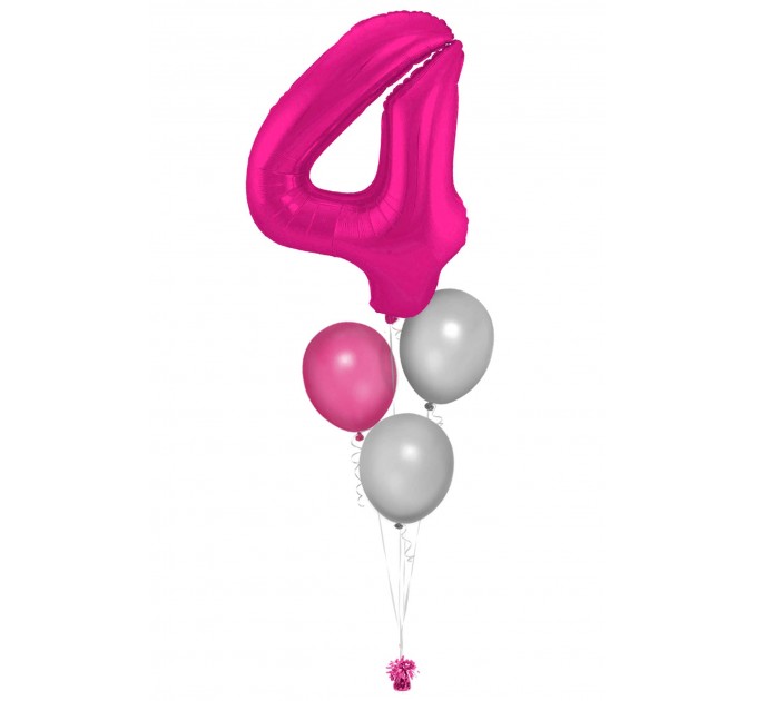 Zahlenballon-Bouquet mit 3 Heliumballons – Wunschzahl (ca. 86 cm)