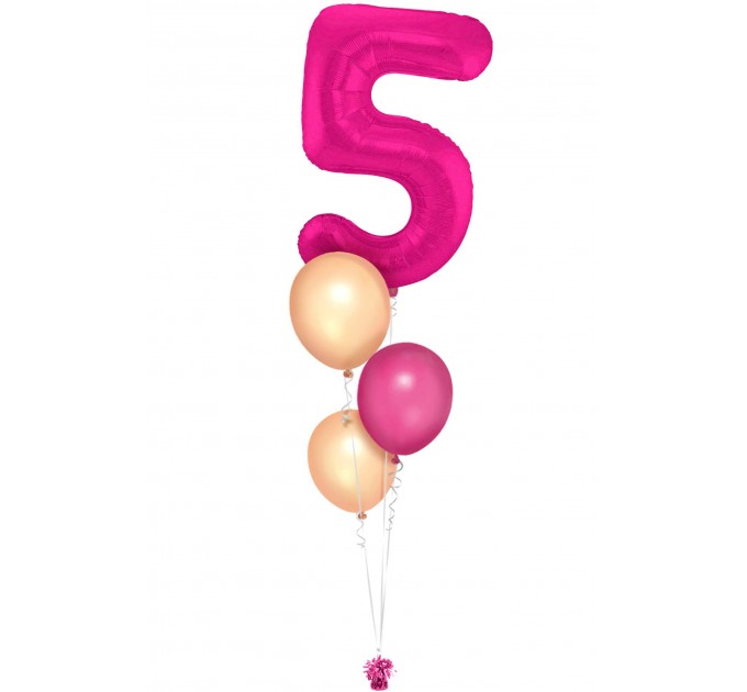 Zahlenballon-Bouquet mit 3 Heliumballons – Wunschzahl (ca. 86 cm)
