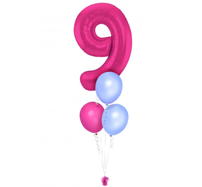 Zahlenballon-Bouquet mit 3 Heliumballons – Wunschzahl (ca. 86 cm)