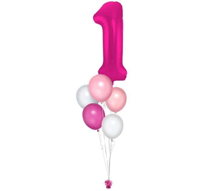 Zahlenballon-Bouquet mit 5 Heliumballons – Wunschzahl (ca. 86 cm)
