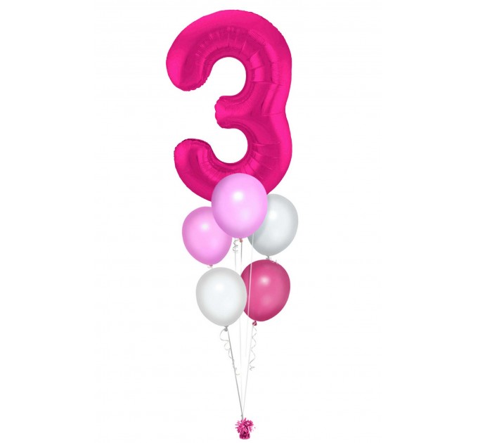 Zahlenballon-Bouquet mit 5 Heliumballons – Wunschzahl (ca. 86 cm)