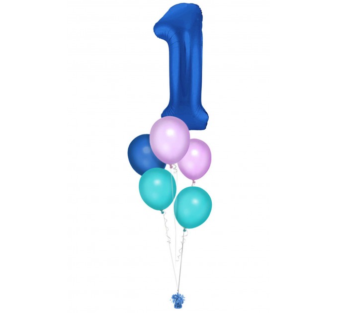 Zahlenballon-Bouquet mit 5 Heliumballons – Wunschzahl (ca. 86 cm)