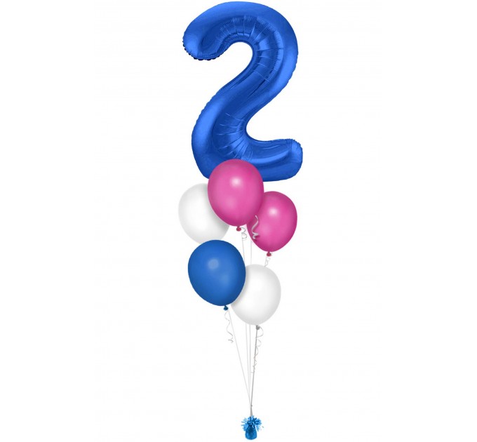 Zahlenballon-Bouquet mit 5 Heliumballons – Wunschzahl (ca. 86 cm)