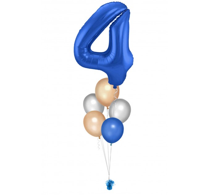 Zahlenballon-Bouquet mit 5 Heliumballons – Wunschzahl (ca. 86 cm)