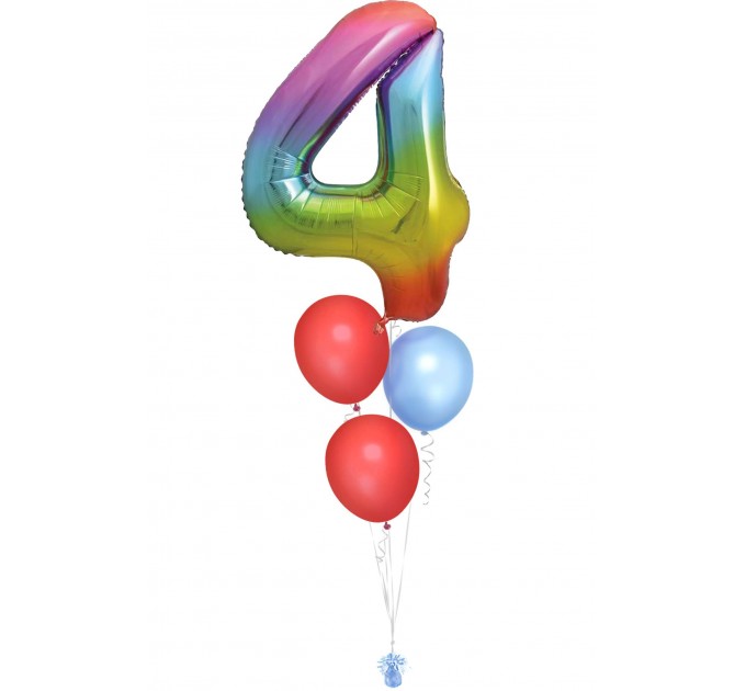 Zahlenballon-Bouquet mit 3 Heliumballons – Wunschzahl (ca. 86 cm)