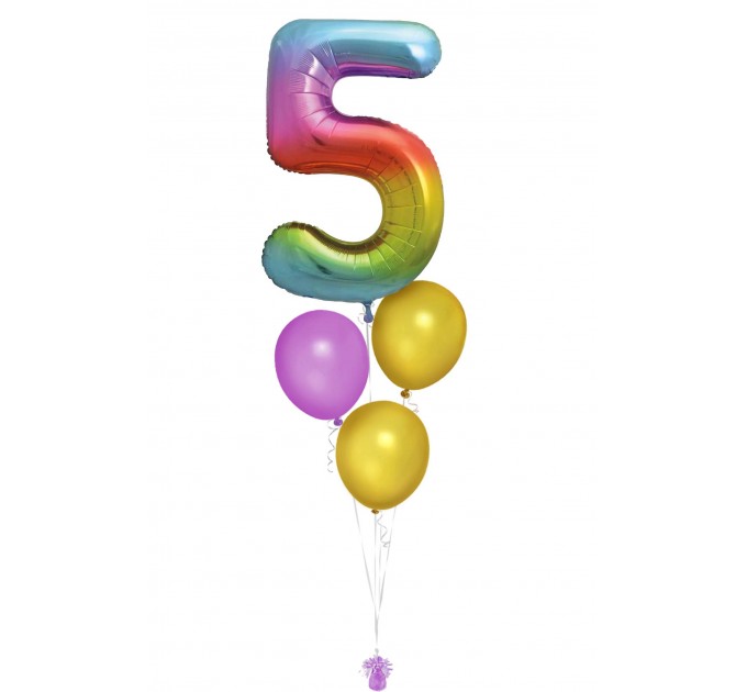 Zahlenballon-Bouquet mit 3 Heliumballons – Wunschzahl (ca. 86 cm)
