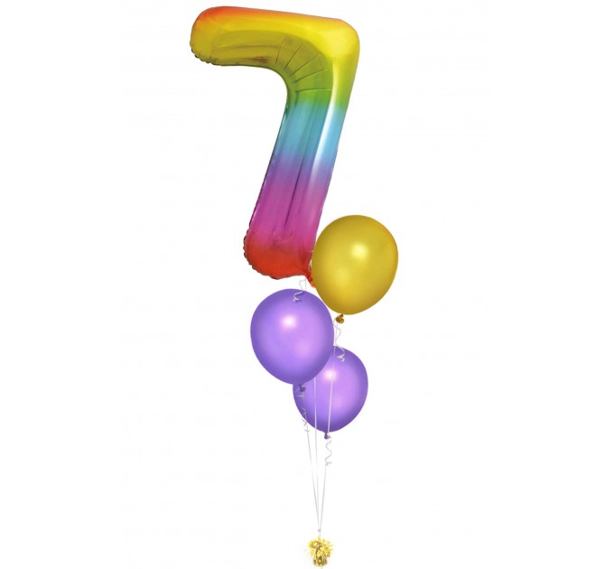 Zahlenballon-Bouquet mit 3 Heliumballons – Wunschzahl (ca. 86 cm)