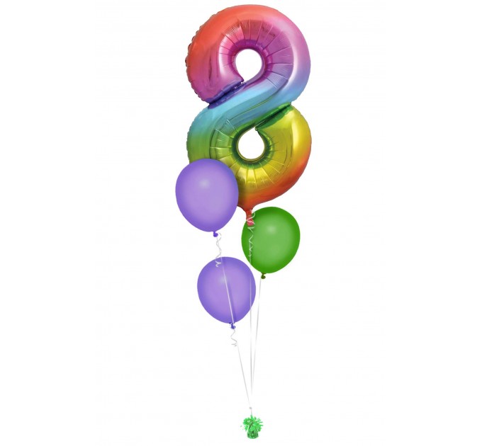 Zahlenballon-Bouquet mit 3 Heliumballons – Wunschzahl (ca. 86 cm)