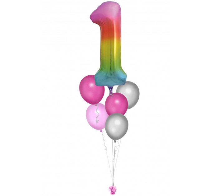 Zahlenballon-Bouquet mit 5 Heliumballons – Wunschzahl (ca. 86 cm)