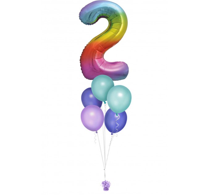 Zahlenballon-Bouquet mit 5 Heliumballons – Wunschzahl (ca. 86 cm)