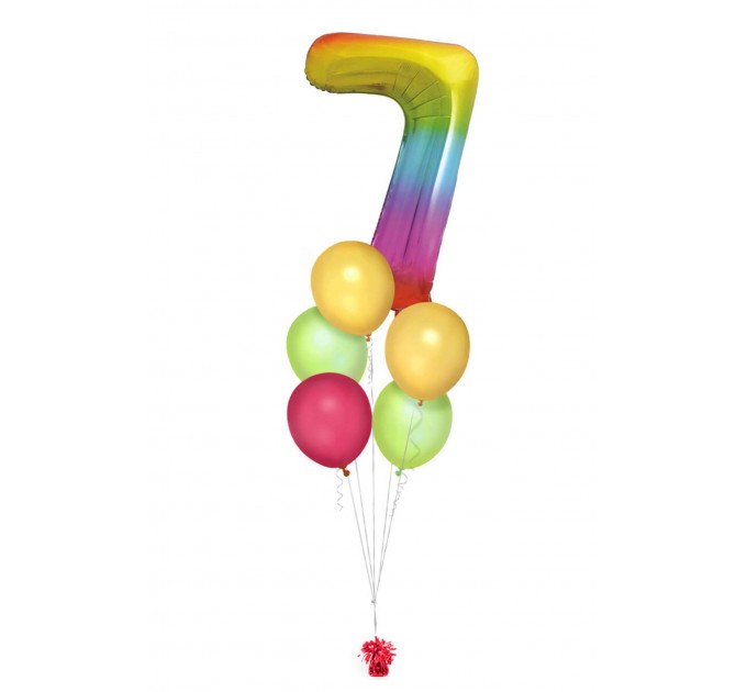 Zahlenballon-Bouquet mit 5 Heliumballons – Wunschzahl (ca. 86 cm)