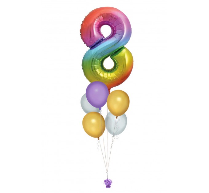 Zahlenballon-Bouquet mit 5 Heliumballons – Wunschzahl (ca. 86 cm)
