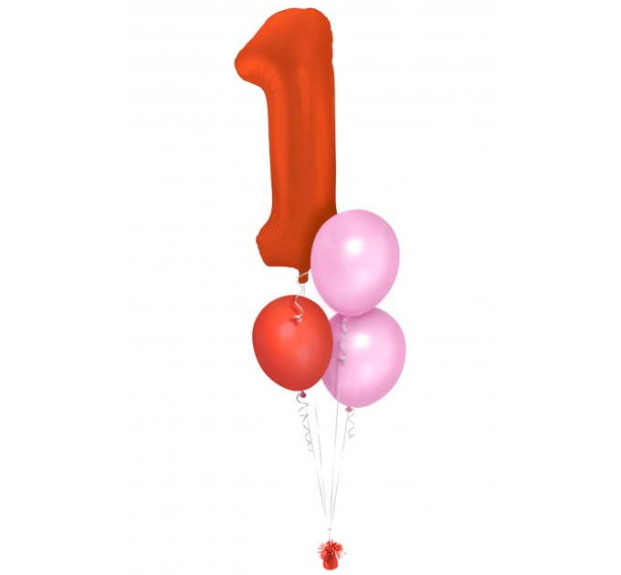 Zahlenballon-Bouquet mit 3 Heliumballons – Wunschzahl (ca. 86 cm)