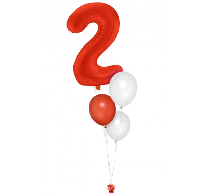 Zahlenballon-Bouquet mit 3 Heliumballons – Wunschzahl (ca. 86 cm)