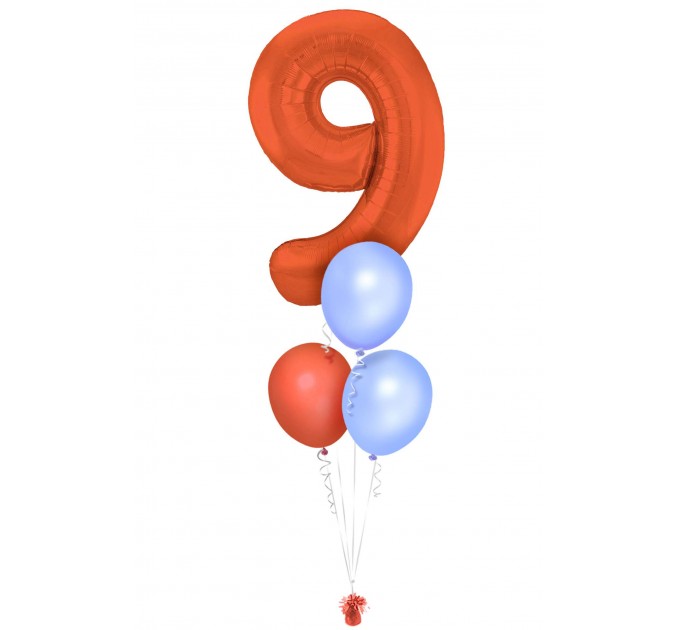Zahlenballon-Bouquet mit 3 Heliumballons – Wunschzahl (ca. 86 cm)