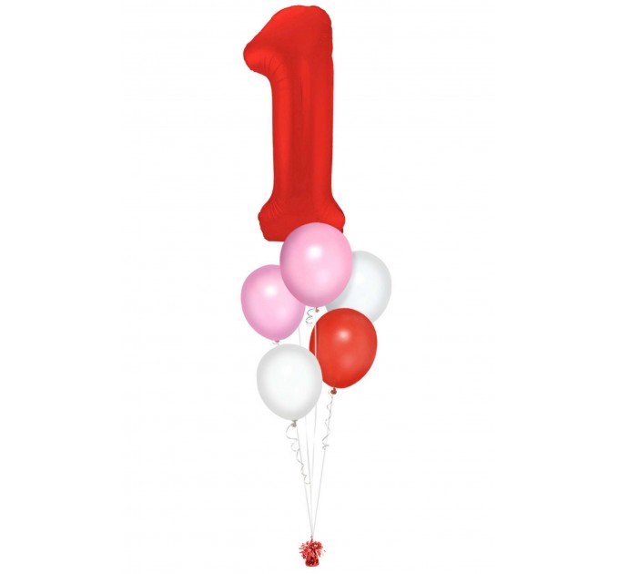 Zahlenballon-Bouquet mit 5 Heliumballons – Wunschzahl (ca. 86 cm)