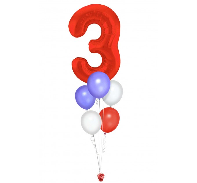 Zahlenballon-Bouquet mit 5 Heliumballons – Wunschzahl (ca. 86 cm)