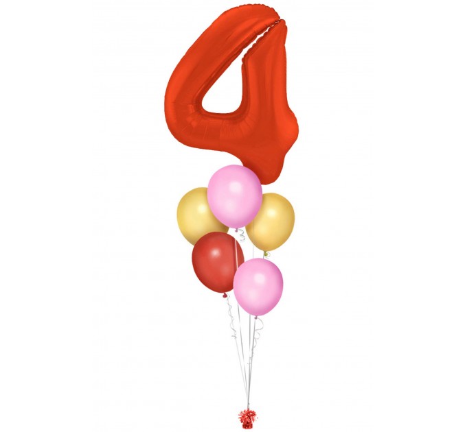 Zahlenballon-Bouquet mit 5 Heliumballons – Wunschzahl (ca. 86 cm)