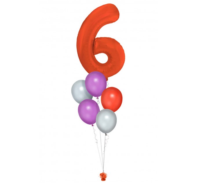 Zahlenballon-Bouquet mit 5 Heliumballons – Wunschzahl (ca. 86 cm)