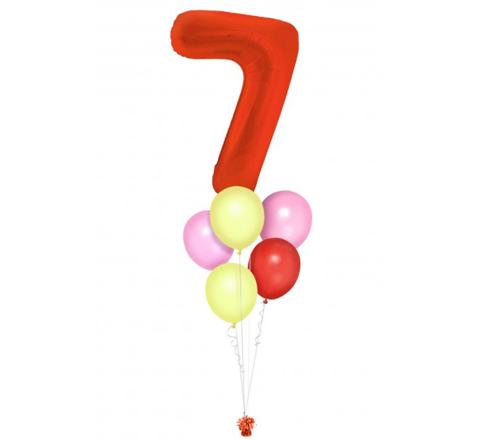 Zahlenballon-Bouquet mit 5 Heliumballons – Wunschzahl (ca. 86 cm)