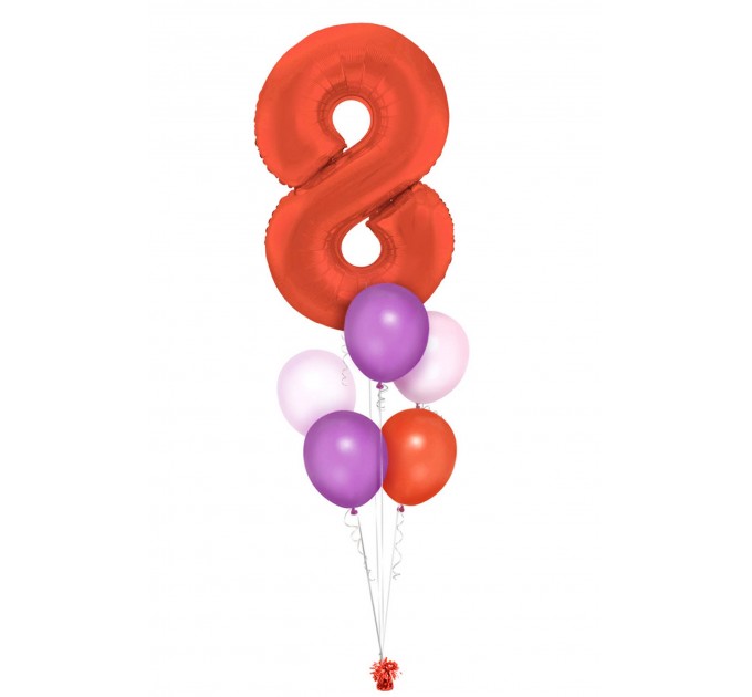 Zahlenballon-Bouquet mit 5 Heliumballons – Wunschzahl (ca. 86 cm)