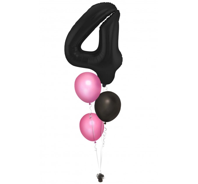 Zahlenballon-Bouquet mit 3 Heliumballons – Wunschzahl (ca. 86 cm)