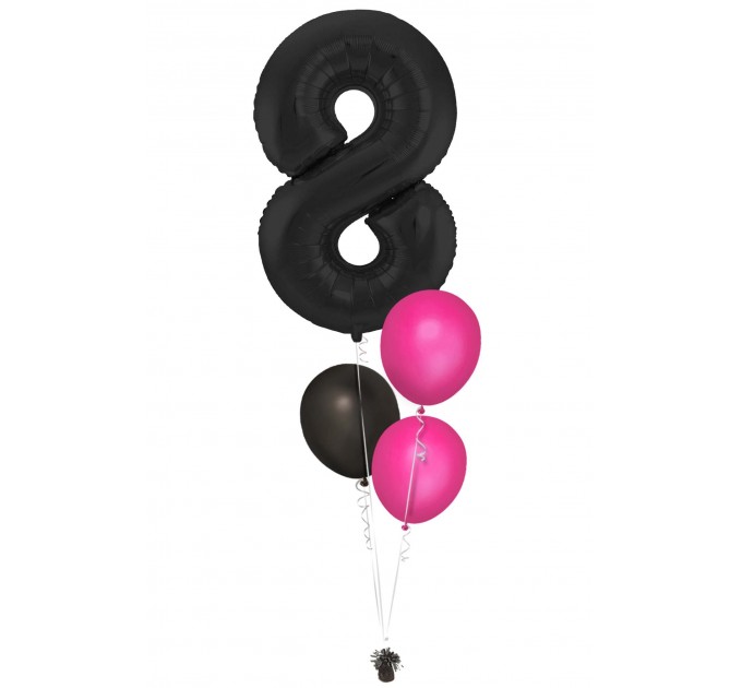 Zahlenballon-Bouquet mit 3 Heliumballons – Wunschzahl (ca. 86 cm)