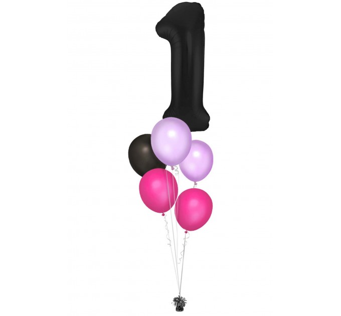 Zahlenballon-Bouquet mit 5 Heliumballons – Wunschzahl (ca. 86 cm)