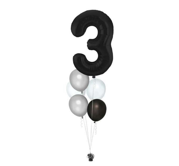 Zahlenballon-Bouquet mit 5 Heliumballons – Wunschzahl (ca. 86 cm)